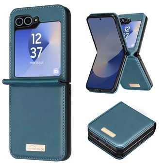 Coque pour Samsung Galaxy Z Flip 6 Dos Cuir Vegan Intérieur Rigide Avizar Bleu canard - 1