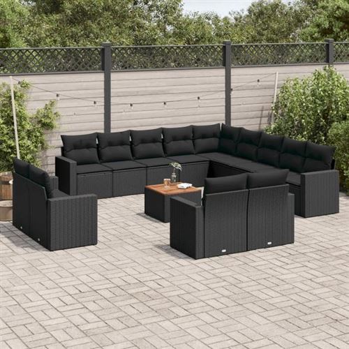 VidaXL - Garten sofagarnitur poly-rattan, One Size, Schwarz