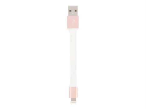 T'nB - Câble Lightning - Lightning mâle pour USB mâle - 10 cm - blanc, rose - plat - pour Apple iPad/iPhone/iPod (Lightning)