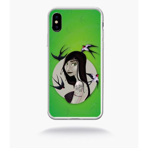 Coque Illustration Fond Vert Compatible Apple Iphone 10 Bord Transparent
