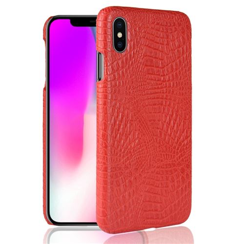 Etui en PU crocodile enduit rouge pour votre Apple iPhone XS Max