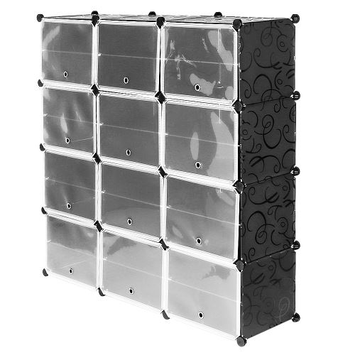 Armoire Penderie de Chambre - Étagère à Chaussures - DIY Meuble Rangement Grande Capacité de 12 Cubes