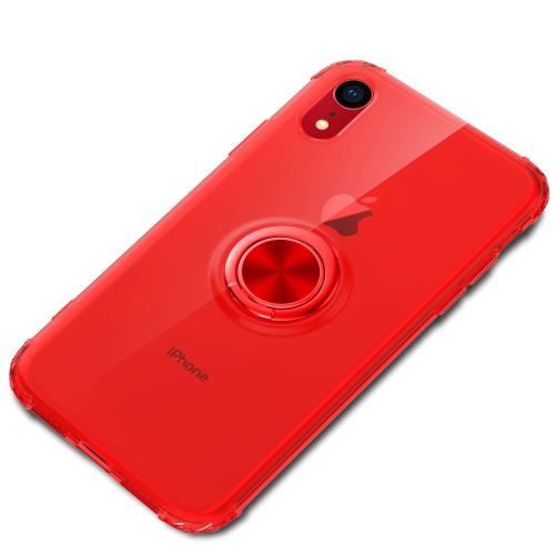 Coque en TPU clair avec béquille rouge pour votre Apple iPhone XR 6.1 pouces