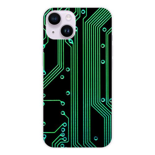 Coque en silicone imprimée compatible Apple iPhone 15 Texture circuit geek