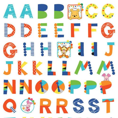 Stickers géant Winnie l'Ourson Alphabet Disney
