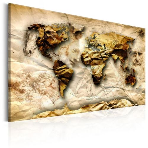 Tableau - Map: Leonardo da Vinci inspiration .Taille : 60x40