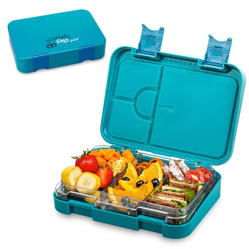 Boîte Repas - Junior Schmatzfatz - Boîte À Goûter - 6 Compartiments - 21,3X15X4,5Cm - Sans Bpa - Bleu Pétrole