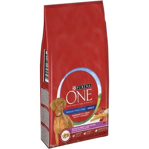 Purina One - Croquettes Medium/Maxi > 10 kg Adulte Riche en B&oelig;uf pour Chien 7 kg