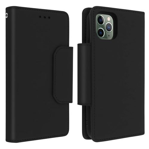 Étui pour Apple iPhone 11 Pro Max Folio Détachable Magnétique Porte cartes Noir