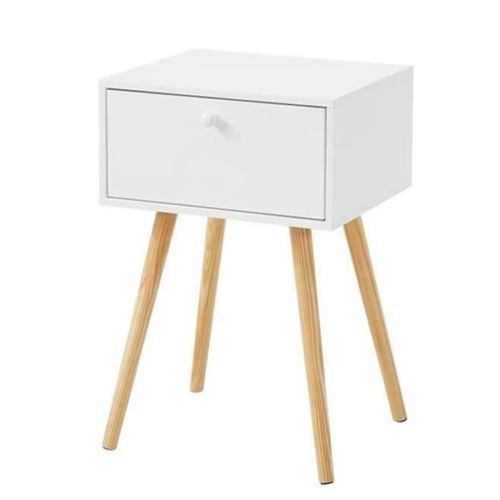 HORTENSE Table de chevet scandinave blanc laqué satiné - L 40 cm