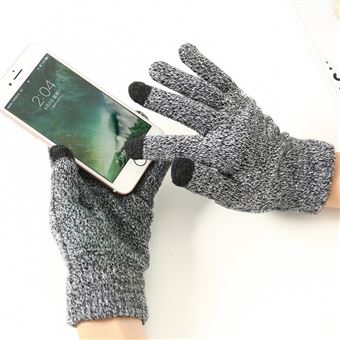 Gants Homme tactiles pour SAMSUNG Galaxy Ace 4 Smartphone Taille M 3 doigts Hiver (NOIR) - 1