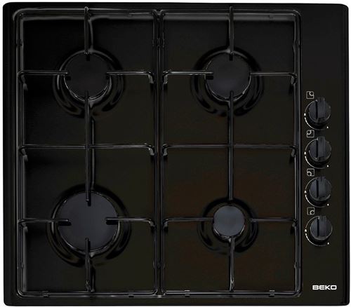 Beko HIZG64120SB - Table de cuisson au gaz - 4 plaques de cuisson - Niche - largeur : 56 cm - profondeur : 49 cm - noir