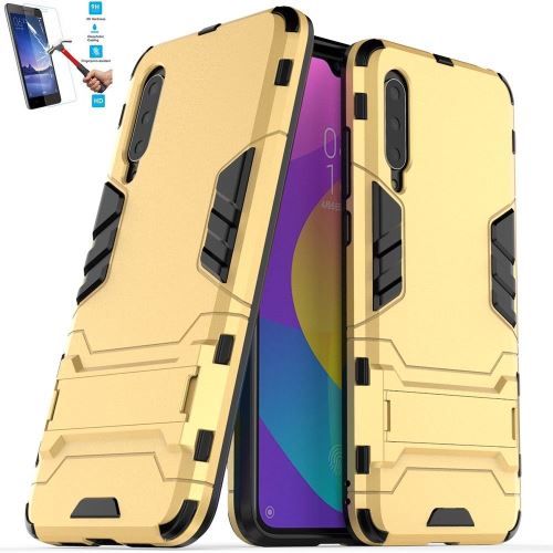 Coque Xiaomi Mi 9 Lite Anti Choc Gold Avec Film Verre Trempé Housse Etui Antichoc Doré Or hfs-house®