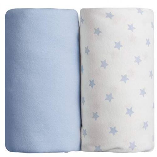 Lot de 2 draps housse imprimé étoiles bleu / bleu 60 x 120 cm - babycalin