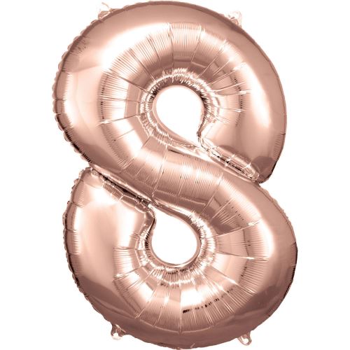 Amscan ballon en aluminium numéro 8 junior 53 x 83 cm or rose