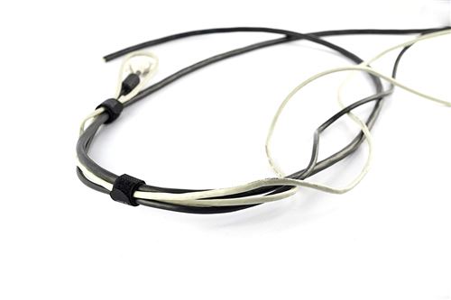 R-GO Lot de 10 Porte-câbles en Cuir Noir