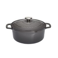 Cocotte ronde 28 cm chasseur gris caviar interieur noir - Invicta - Gris - Fonte émaillée