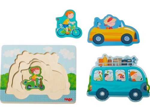 HABA  Puzzle en bois Plaisir de conduire 4 pi&egrave;ces 
