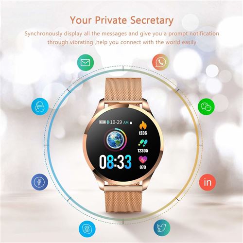 Montre Connectee Femmes Homme Smartwatch Sport Bracelet Connecte Fitness Tracker d Activite pour Android iPhone Or Montre connectee Achat prix fnac