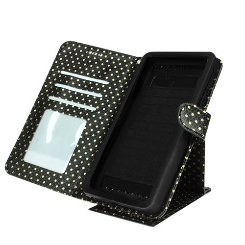 Avizar Etui Smartphone Universel Housse Coque Portefeuille s noir Support + Miroir