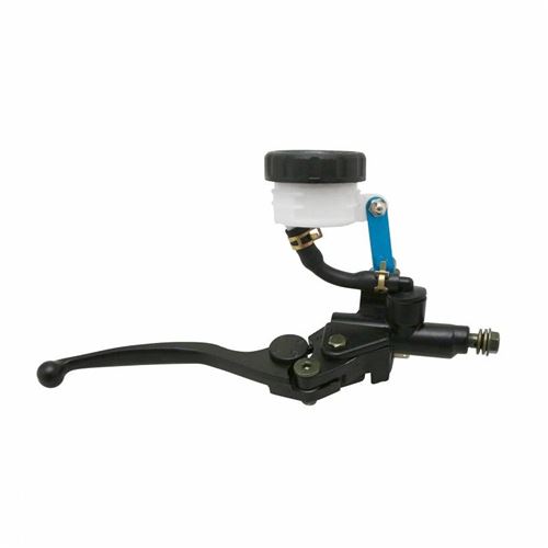 Maitre cylindre de frein moto universel avant noir avec bocal separe diam 45mm droit (course reglable 4 positions)