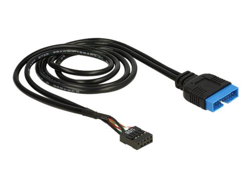 Delock - Câble interne USB - tête 19 broches USB 3.0 (M) pour embase USB à 9 broches (F) - 60 cm - noir