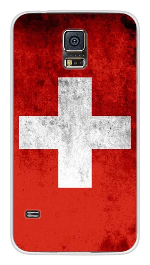 Coque en silicone imprimée compatible Samsung Galaxy S5 Drapeau Suisse
