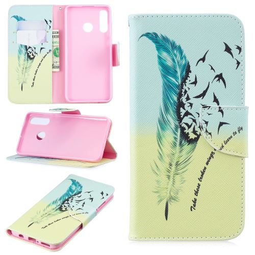 Etui en PU avec support plume et oiseau pour votre Huawei P30 Lite