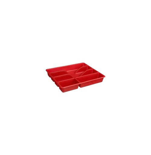 Range couverts rouge - 5 compartiments- Plastique