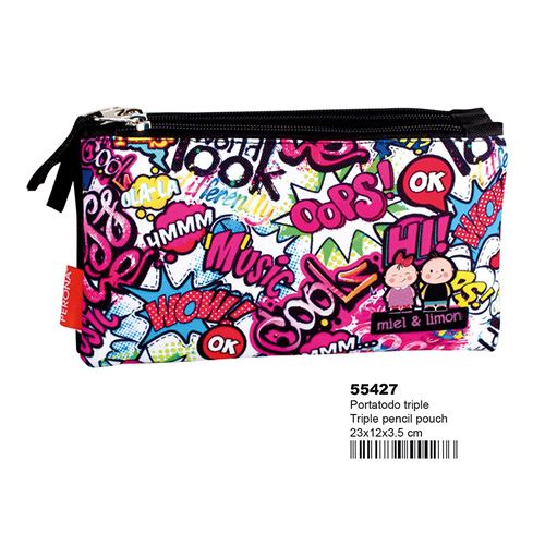 Montichelvo Montichelvo Triple Pencil Pouch M&L Kiss Me Trousses, 23 cm, Multicolore (Multicolour)