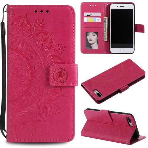 Etui en PU fleur rose pour votre Apple iPhone 8/7 Plus 5.5 pouces
