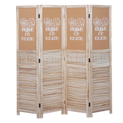 Paravent MENDLER HWC-G36 marron 4 panneaux 170x160 cm