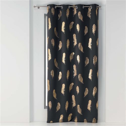 Rideau a oeillets 135 x 240 cm occultant imprime metallise swany Anthracite/or Douceur d'Intérieur