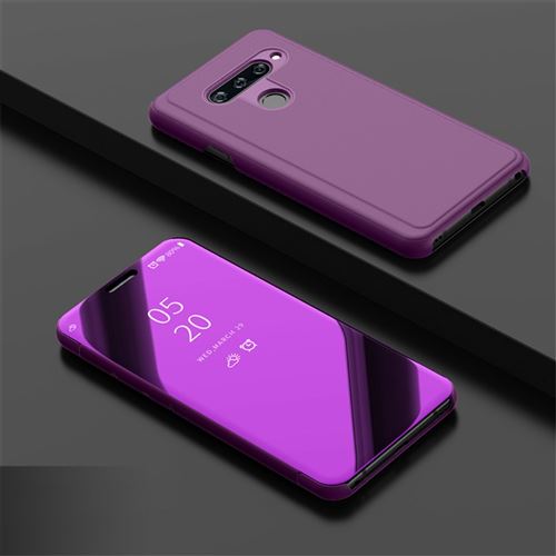 Etui en PU surface de rétroviseur de fenêtre violet pour votre LG V40 ThinQ