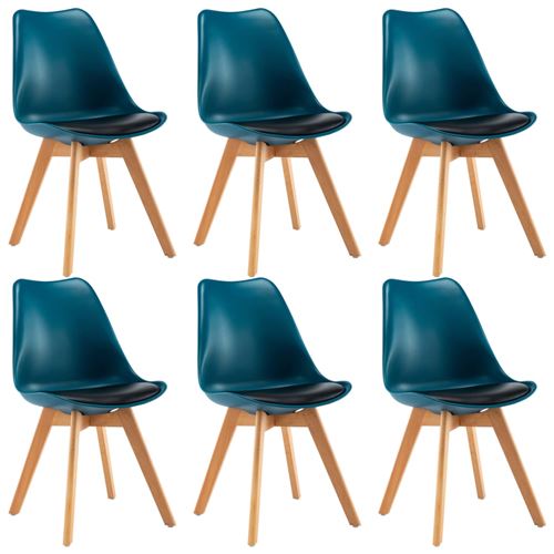 vidaXL Chaises de salle à manger 6 pcs Turquoise et noir Similicuir