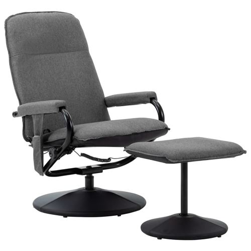 vidaXL Fauteuil de massage inclinable et repose-pied Gris clair Tissu