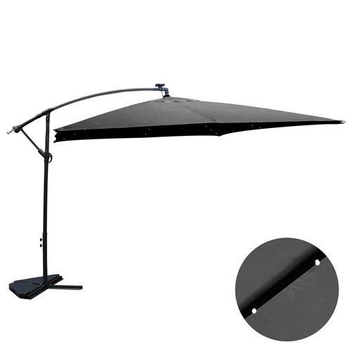 Solenzara Bulle gris : parasol LED déporté 3x3m