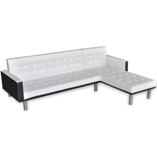 vidaXL Canapé d'angle convertible et ajustable blanc / noir