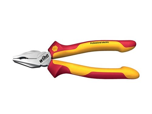 Wiha 26708 Combination Pliers Insulated Electrician 1000V Tools with DynamicJoint and OptiGrip Extra Long Cutting Edge 180 mm