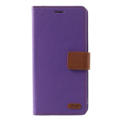 Etui en PU sergé violet pour votre Samsung Galaxy J4+