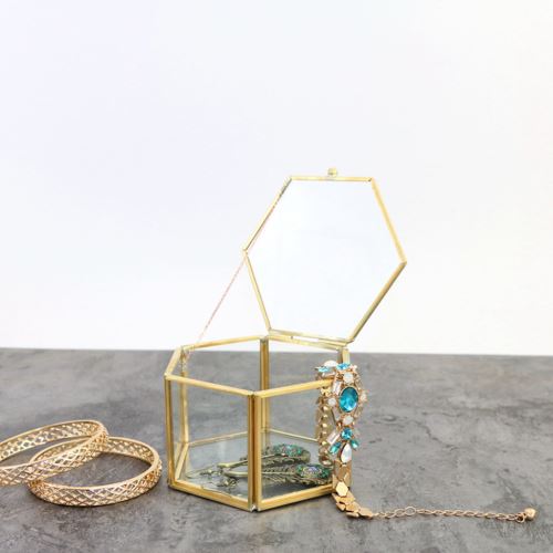 boite à bijoux en verre hexagone boite à bijoux en verre hexagone