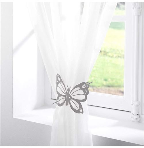 Paris Prix - Embrasse De Rideau Broche farfalina 16cm Gris