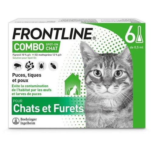 Frontline Médicament Spot-On Combo Pour Chats Et Furets 6 Pipettes 0,5 Ml Puces Tiques