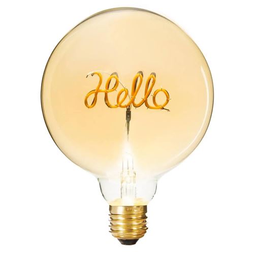 Ampoule d&eacute;corative &agrave; filament ""hello"" 17cm ambre