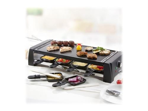 Domo Noir Raclette-Grill Do9189g 8 Personnes 1200 W Thermostat Réglable Pierre/Plancha Non Adhérente - Neuf - Image 3