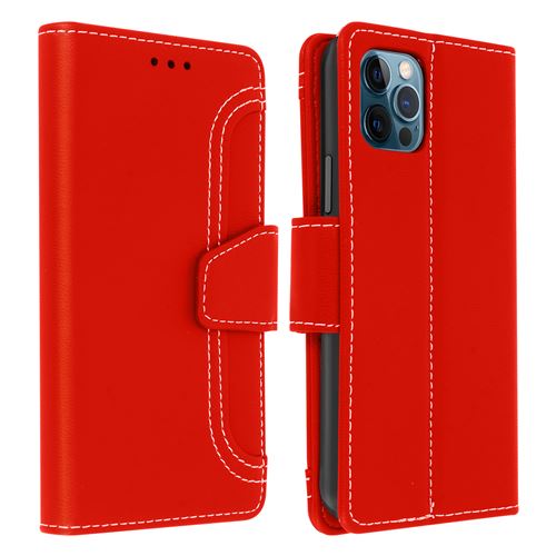 Avizar Étui Pour iPhone 12 Pro Max Clapet Portefeuille Fonction Support Rouge