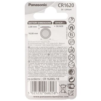 Pile Bouton Lithium Panasonic 3V / CR1620
