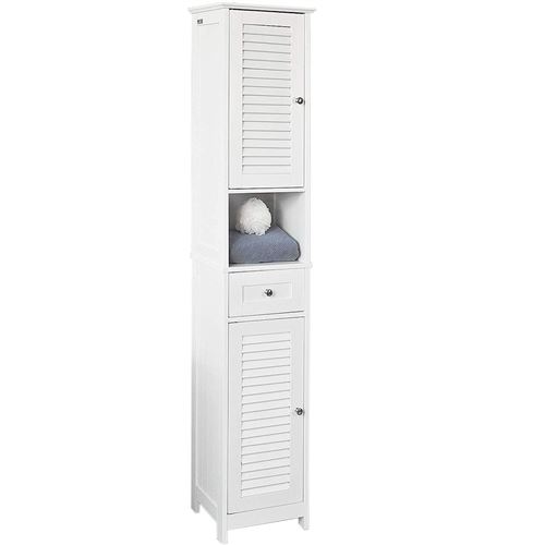 Meuble colonne de salle de bain HOMBUY armoire toilette haute meuble étagère salle de bain Blanc