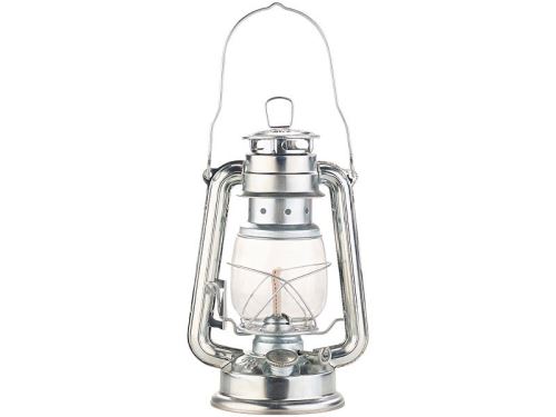 Lampe-tempête rétro à pétrole 24 cm Anika - aspect Zinc