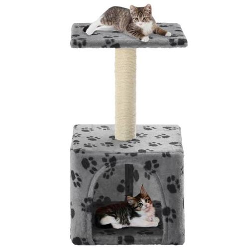Vidaxl Arbre &Agrave; Chat Avec Griffoirs En Sisal 55 Cm Gris Motif De Pattes